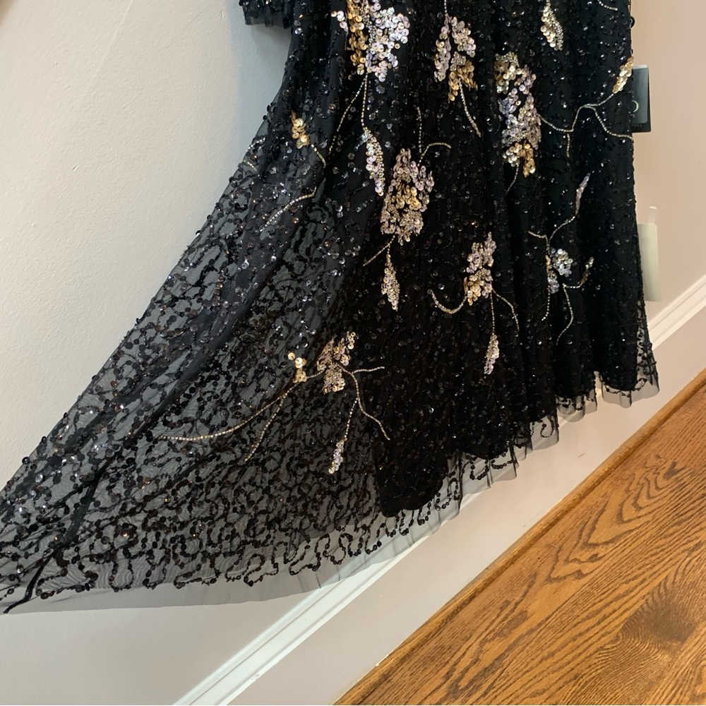 Adrianna Papell Women's Black Floral
Beaded Aline Midi Dress - Picture 2 of 9
